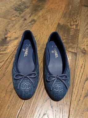 CHANEL Denim Ballet Flats